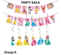 TEMU PARTY GALA Disney PRINCESS Striscione e Bandiera/Set Combinato con Ciondolo , per Decorazione Striscione Festa di Compleanno Ornamento da Appendere, Arredamento per Luogo di Incontro tra
