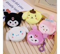TEMU pezzi! Portafogli rotondi Sanrio, stili, utilizzabili anche come borse per auricolari in peluche, portachiavi o portamonete, con Cinnamon Dog, Kuromi e Pudding Dog - Portatile