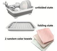 TEMU Pieghevole Compatta per Cucina (1 e 2 Strofinacci Colori Casual) - Scolapiatti in Plastica Resistente con Design a Scanalatura, per Risparmiare . Asciugapiatti Pieghabile per Piccole Cucine
