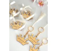 TEMU Portachiavi 2D Piatto con Corona, a Ragazzi e Ragazze - Personalizzabile con /Data/Testo, Regali per Baby Shower, Ricordi di Feste, Battesimi, Decorazione con Accento Corona
