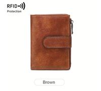 TEMU Portafoglio da donna con protezione RFID, dotato di cerniera multi-, design retrò corto multifunzionale. Questo portamonete ante a serve anche come porta carte di .