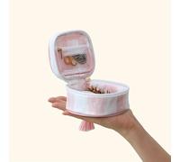TEMU portagioie rosa e con nappe, multi-scomparto e cerniera - per viaggi, trucco e organizer di accessori di , regalo chic , portagioie
