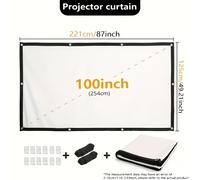 TEMU Portatile 100/60 Pollici - Lavabile ed Elastico, Pieghevole con Ganci e Cinghie, Multifunzionale per Home Theater, Uso Interno ed Esterno, Accessorio per Home Theater
