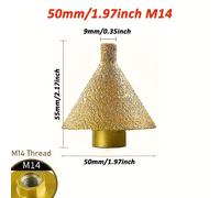 TEMU Punta Diamantata a Filettatura M14 per Smussatura e Svasatura, Punta Diamantata a per Piastrelle, , Porcellana, Ceramica, , Muratura, Pietra, Quarzo, Utensile Multiuso per Diametro 38mm-50mm