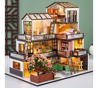 TEMU Puzzle 3D Mini Casa Villa , Set di Costruzione a Miniatura Mobili per la Casa Decorazione Creativa della Casa d', Miglior Regalo di Compleanno San Natale per e Donne (Senza Batteria/Senza Colla)