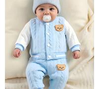 TEMU Questo elegante set di due pezzi una giacca con a orso blu, per neonati e per l' e l'inverno, per l'outdoor.