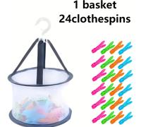 TEMU Questo set 24 grucce e un cestino portaoggetti, progettato per organizzare domestica, biancheria intima, calze e vestiti, ottimizzando .