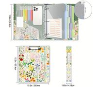 TEMU Raccoglitore a 3 anelli da 1 pollice, Raccoglitore a 3 anelli con note, 5 divisori con tasche per linguette, in plastica, 18 adesivi divisorio, anello per penna ( , formato )