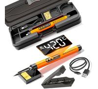 TEMU Saldatore a uso alimentato tramite USB o a batteria con display LCD, regolabile a 3 velocità, supporto per saldatore, custodia per il riporre, riscaldante e saldatura