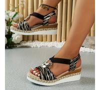 TEMU Sandali con Zeppa da Donna con Decorazioni Metalliche Sandali Estivi, Scarpe da Donna Eleganti Scarpe da Donna di Classe