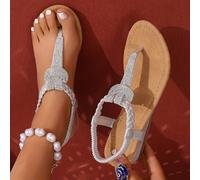 TEMU Sandali Eleganti con Zeppa in Tessuto Intrecciato e Strass, Stile , Donna, Scarpe da Donna