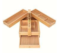 TEMU Scatola Porta Attrezzi Artistici MEEDEN - Portatile, Pieghevole, Multifunzione in Legno di con Scomparti e per , Matite, Penne, , Pennelli