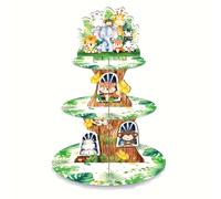 TEMU Set 1 porta cupcake a 3 piani con decorazioni per contatto non alimentare, porta cupcake a tema animali della per compleanno, di dolci "Wild One" rosa per forniture per feste a tema