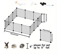 TEMU Set (12pz) Recinto Gioco per Piccoli Animali, Gabbia per Piccoli Animali da Interno e Esterno, Recinzione Portatile in Metallo per Piccoli Animali, Cavia, , , Criceto, cuccioli, gattini, "x14.5