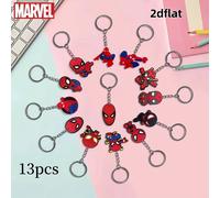 TEMU Set autorizzato Marvel 2D piatto da 13 pezzi Spider- Supereroe, portachiavi in PVC con eroe animato Avengers, ciondolo per auto, accessorio per