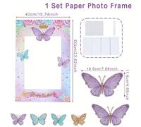 TEMU Set, Cornice Fotografica con Viola, Decorazioni per Feste di Compleanno 1° , 40x60 cm, Accessori per Feste di Halloween, Natale, Capodanno, San Valentino e