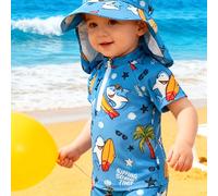 TEMU Set Costume da Bagno per Ragazzi con Motivi Skateboard, Squalo, Pianta e , Cerniera e Cappello da Sole, per Attività Estive