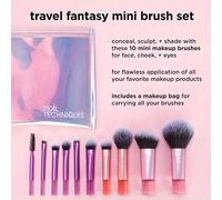 TEMU Set da 11 mini pennelli Real Techniques Travel Fantasy, pennelli da trucco da viaggio per fondotinta, ombretto, , , contouring e correttore, con pochette per trucco
