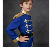 TEMU Set da 3 pezzi per bambino "Principe Blu Affascinante", composto da maglietta, pantaloni e cintura, per Carnevale, Halloween, spettacoli, compleanni e feste
