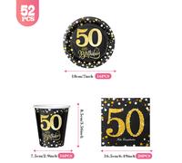 TEMU Set da 36/52 pezzi: , tovaglioli e bicchieri per festa di 50° compleanno "" - Eleganti con dorati scintillanti "50", testo "" e confetti dorati e scintillanti