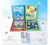 TEMU Set da 4 libri a riutilizzabili per bambini - 8 temi adorabili: panda, , zoo, frutta e , per attività di viaggio e regali per l'educazione della infanzia