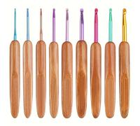 TEMU Set da 9 pezzi di da maglia in bambù e uncinetti 2-6mm per tessitura, filato, , aghi da cucito, kit per maglia e uncinetto ( e misura casuali)