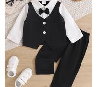 TEMU Set da con papillon per bambini 0-3 anni, set pezzi, maniche lunghe, fronte semi-, per feste di compleanno, stagione dei matrimoni, , anche come regalo , per attività all'
