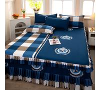 TEMU Set da letto 3 pezzi: 1 gonna da letto + 2 federe, universale quattro , , confortevole, traspirante e lavabile in lavatrice