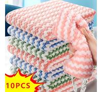TEMU Set di 10 panni da cucina in microfibra assorbenti - Ideali per asciugare i e pulire le superfici, facili da pulire, design moderno, forma quadrata, lavaggio a , con in blu, rosa e verde