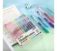 TEMU Set di 12 penne a gel, punta fine da 0.5mm, punta media retrattile ambidestra, corpo in plastica, colori assortiti , per giornalismo, colorazione, appunti, scuola, ufficio e uso
