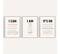 TEMU Set di 3 Affermazioni, Decorazioni Murali per un , Motivazionali " Io Posso", Set Decorativo per Aula, Senza Cornice 8X10 Pollici