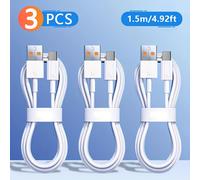 TEMU Set di 3 cavi da 1M, 1.5M e 2M, capaci di ricarica super rapida da 7A. Cavo USB Type-C universale da 120W compatibile con dispositivi Vivo, Oppo, Xiaomi, S24, S23, e Honor.