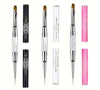 TEMU Set di 3 pennelli per nail art a punta con punte sottili e setole piatte - Manicure francese, kit di precisione per disegno e pittura per design unghie di qualità da salone a casa
