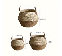 TEMU Set di 3 (S+M+L) Vasi per Piante in Intrecciata con Canna di Giunco e di Mais, Cesto Grande per Piante , Set di Vasi e Cesti per Conservazione