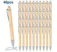 TEMU Set di 40 penne a sfera in bambù con blu, design scrittura , ideali per ufficio, scuola e come idea regalo. come regalo di Natale.