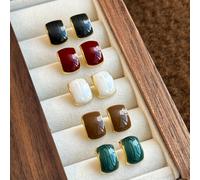 TEMU Set di 5 di orecchini pendenti a in con design geometrico minimalista elegante in stile francese vintage, adatti per il tragitto , le feste e le festive delle donne