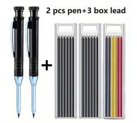 TEMU Set di 5 Matite Meccaniche con Temperamatite Integrato, Penna Marcatori a Foro Profondo, Matita da Disegno per Carpentieri e Architetti (2 Matite + 3 Scatole di Mine)