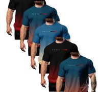 TEMU Set di 5 T-shirt a maniche corte con e sfumatura vivace per - per un'estate casual e confortevole con stampe di lettere - un'idea regalo