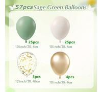 TEMU Set di 57 palloncini verde , inclusi palloncini verde , sabbia, e con dorati metallizzati, per decorare baby shower, compleanni, matrimoni, addii al nubilato e feste di fidanzamento