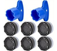 TEMU Set di 6 aeratori per rubinetti con strumento di rimozione, misurano 18,5 mm, progettati per risparmiare acqua e come parti di ricambio per uso o bagno
