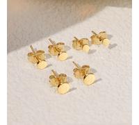 TEMU Set di 6 borchie per orecchini in acciaio inossidabile 316, a forma , placcate in oro 18K elettroplaccato, ipoallergeniche, piccole e
