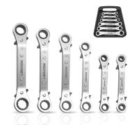 TEMU Set di 6 Chiavi a Cricchetto Metriche LIBRATON, 6-19mm con Custodia - Estremità, Design Reversibile per Spazi Ristretti, Costruzione in Acciaio