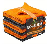 TEMU Set di 6 panni professionali in microfibra senza bordi da 600Gsm per asciugatura rapida in auto/moto/barca/camion, detailing, lucidatura e lavaggio - Senza aloni e senza , 40X40Cm