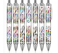 TEMU Set di 7 penne a sfera retrattili con push-button, note musicali e fiori, punta fine, scrittura e resistente, come cancelleria da ufficio o regali speciali, di ed espressione creativa