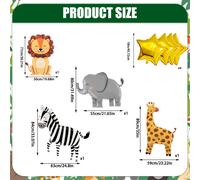 TEMU Set di 8 palloncini nella con 4 palloncini in alluminio a forma di animale: una zebra, un elefante, una e un leone, con accenti a stella . per decorazioni adorabili per feste di o compleanni.