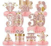 TEMU Set di 9 centrotavola 3D rosa e oro per compleanno, per i grandi momenti come i 13, 16, 18, 21, 30, 40, 50, 60 e 70 anni.