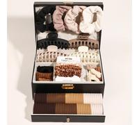 TEMU Set di Accessori per Capelli da Donna, 123 Pezzi Fermacoda Senza Cuciture, Mollette per Capelli, Anelli e , per Feste e Vacanze, Borsa Regalo Accessori Estivi, Stile , Elastici Riutilizzabili