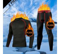 TEMU Set di biancheria intima termica da con in pile, 2 pezzi, per allenamento fitness e , base per sci e abbigliamento aderente