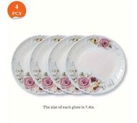 TEMU Set di da in vetro con stampa di rose, 2/4 pezzi, un elegante piatto da per tavoli di , per insalate, bistecche, uova, snack e regali ', 7.4 pollici