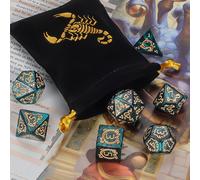 TEMU Set di Dadi Poliedrici Premium (7 pezzi) con Borsa a Cordoncino per Giochi da Tavolo D&D RPG MTG. per Gaming, Halloween, Regali di Natale e di Ruolo Fantasy